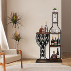 5-Tier Wine Rack Freestanding Floor, 11 Bottles Modern Wooden Wine Holder-Storage Cabinet for Home Bar, Kitchen, Dining Room Space Saving Bar Stand with Easy Assembly.(Brown)