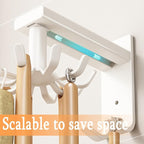Kitchen Utensil Hanger - Retractable Spatula Rack & Spoon Holder, Wall Mount, White