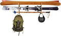 Grassracks Bamboo Ski Rack - Garage or Indoor Ski Display Rack Hallsteiner Series Indoor Horizontal Ski Wall Mount (1 or 2 Pairs of Skis, Bamboo)