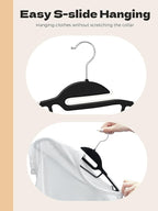 HOUSE DAY Heavy Duty Plastic Hangers 100 Pack, Black Slim Clothes Hangers Space Saving, Non Slip Hangers with Rubber Pads, Durable Coat Hangers for Closet, S-Shaped Hanger for Shirt, Suit, Pant, Skirt