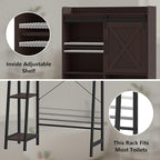Over The Toilet Storage Cabinet, Farmhouse Storage Cabinet Over Toilet with Sliding Door & Toilet Paper Holder Stand，Home Space-Saving Toilet Rack, for Bathroom, Restroom, Laundry.Espresso