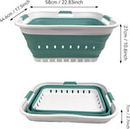 SAMMART 42L (11 gallon) Collapsible Plastic Laundry Basket - Foldable Pop Up Storage Container/Organizer - Space Saving Hamper/Basket (1, White/Celadon Green)