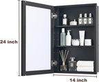 Mirror Medicine Cabinet with Large Capacity,Mirror Cabinet and Iron Medicine Cabinet for Bathroom,Living Room,Toilet 14 * 24 inch, Shatterproof Mirror Cabinet for Surface and Recessed Mount