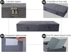 Pack of 2, 100cm Extra-Long Underbed Storage Boxes with Zip Lid – for Blankets, Clothes, Shoes | Washable, Foldable & Sturdy Honeycomb PP Board | Fits Queen/King Bed, Dorm, Closet (Black Gray)