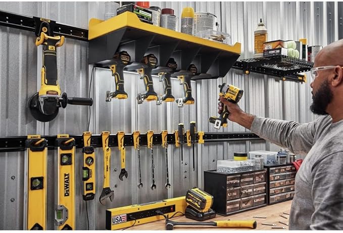 DEWALT Tool Organizer, Power Tool Storage Shelf, Hold up to 5 Tools, 100lb Capacity, DEWALT Workshop Storage System Compatible (DWST82822)