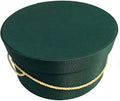 Sarah's Hat Boxes Classic Dark Green Hat Box – 18.5" x 9.5" (Dia. x Ht.) Handmade in USA – Odorless Non-Toxic Adhesive, Cording Handle – Premium Storage for Hats & Accessories