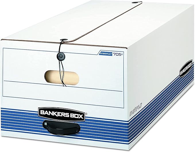 Bankers Box 12-Pack Medium-Duty String & Button File Storage Box, FastFold Assembly, Legal, STOR/FILE, (00705)