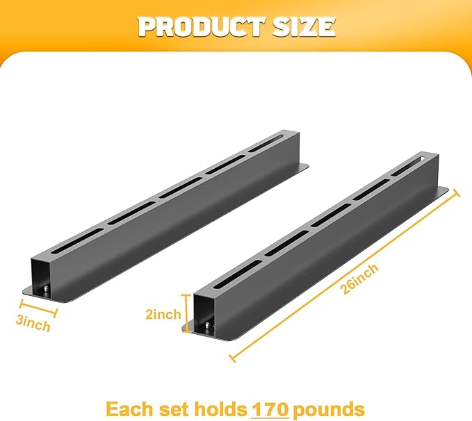 WALMANN Ceiling Tote Storage Rails, Heavy Duty Garage Ceiling Bin Storage Rack Adjustable Overhead Tote Slide Rail(4 Pack for 3 Bins, Bins Are Not Included)