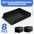 Wenqik 8 Pcs Stackable Paper Trays Rectangular Plastic Desk Holder Desktop Document File Organizer Storage Letter for Office Classroom (Black)