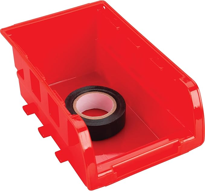 Performance Tool W5193 Half Bulk Bin Storage Rack with 32 Large and Small Bins for Easy Garage Organization of Tools, Parts, Hardware, and More, Red and Blue