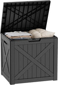 32 Gallon Resin Deck Box Outdoor Storage Box for Patio Furniture,Outdoor Cushions,Garden Tools and Pool Supplies,Waterproof,Lockable(Black,32Gallon)