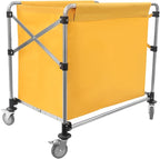 Commercial Laundry Cart with Wheels 220LBS Load Laundry Cart Rolling Laundry Basket with Removable Bag Foldable Laundry Sorter for Home, Hotel, Hospital (Yellow)