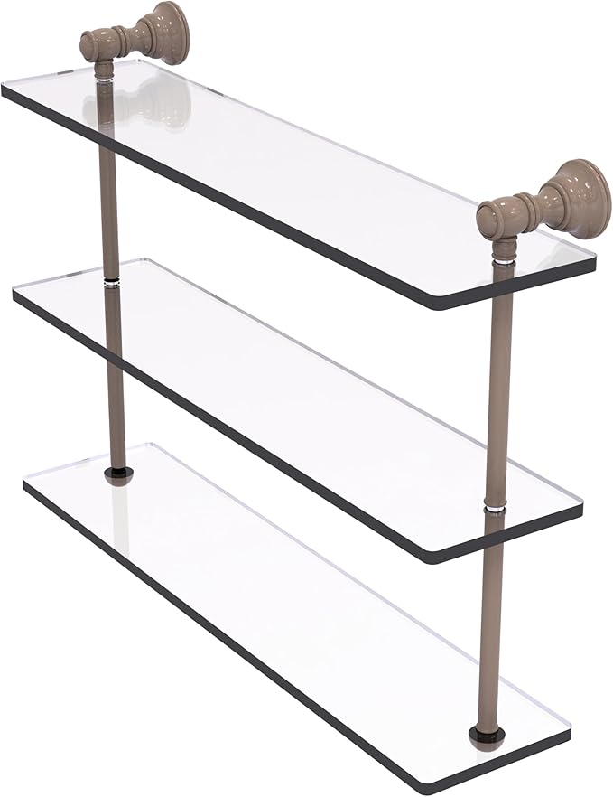 Allied Brass CL-5-22-SHB Carolina Collection 22 Inch Triple Glass Shelf, Shaded Beige