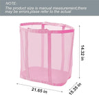 Mesh Bag with Handles, Collapsible Laundry Basket, Foldable Laundry Bag, Breathable Folding Beach Bag,Space-saving Travel Tote Bags (1, Pink)