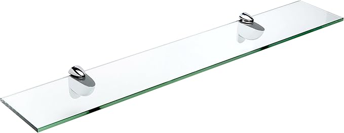 Spancraft Glass H-6x21-Chrome Heron Glass Shelf, Chrome, 6" x 21"