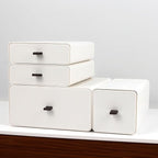 White Desk Organizer with Drawers, Dresser Desktop Makeup Nightstand Organizer, Storage Drawer for Small Spaces Pens Stationary Cosmetic Junk, Office Supplies and Accessories (4-Drawer)