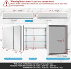 Quavikey Medicine Cabinet for Bathroom with Mirror 2 Doors Aluminum Surface Mount or Recessed Mirror Medicine Cabinet 30x30 Inch, Silver