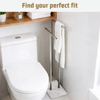 Koville Standing Towel Rack for Bathroom with Marble Base, 2-Tier No-Drill Floor Bathroom Towel Rack with Sturdy 304 Stainless Steel, Easy Assembly Heavy-Duty Towel Stand for Home