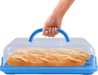 Cake Carrier with Lid, Cake Holder Cupcake Container for 12 Cupcakes 2 in 1 Portable Dessert Container for Pie Muffin Cobbler (Blue)