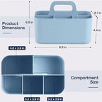 Multiuse Caddy Organizer with Handle - Stackable Plastic Tote Bin - Art Craft Supplies, Office, Desk, Stationery Pen Holder, Kitchen, Utensil, Makeup, Bathroom, Shower, Cleaning, Dorm Organizer - Blue