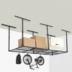 【3x8 Ft丨600 LBS Capacity 】 Heavy Duty Garage Ceiling Storage Racks - Height Adjustable Overhead Garage Storage Rack Organization - Ceiling Mounted Storage Racks