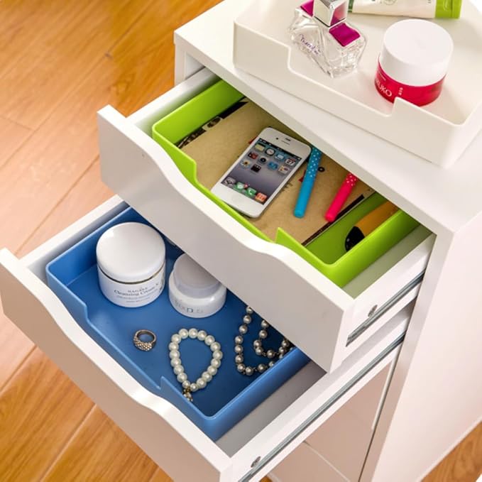 Letter-Size Tray, Desk Drawer Organizer, A4 Plastic Paper Tray for Office, School, Home Storage, and Storage Containers for Gift Wrap, and Crafts (Green)