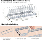 Housolution Pot and Pan Organizer Rack for Cabinet, Upgraded Expandable Pot Lid Organizer with 14 Adjustable Dividers, Pan Holder Storage Rack for Kitchen Cabinet, Grey