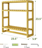 Over The Toilet Storage Bathroom Shelves Wall Mounted 3 Tier Space Saver Corner Shelf Organizer Bamboo Towel Rack Toilet Paper Cabinet with Hanging Rod Yellow
