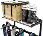 StoreYourBoard Solitude Ski Wired Storage Rack and Shelf, Wall Mount Organizer Holds 10 Pairs of Skis and Accessories, Heavy Duty Supports 300 lbs