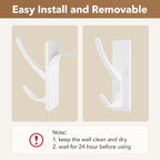 pickpiff White Self Adhesive Coat Hooks for Hanging: 13LB Extra Strong Stainless Wall Hook for Towel, Utensil, Backpack, Hat, Sturdy Metal Hanger for Bathroom, Kitchen, Door, 4-Pack