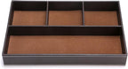 BTSKY 4 slots Desk Drawer Organizer, PU Leather Drawer Storage Organizer Divider for Office Desk Supplies Value Collection and Accessories Multi-Purpose Storage Desktop Organizer Tray(Brown)