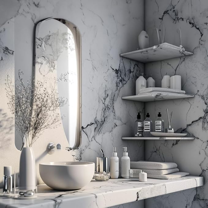 9'' x 9'' x 0.75 Thickness Premium Marble Corner Shelves for Bathroom Wall