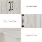 ChooChoo Farmhouse Medicine Cabinet, Bathroom Wall Cabinet with Adjustable Shelf, Towel Bar, 3 Hooks, Over The Toilet Storage Cabinet for Bathroom, Kitchen, White