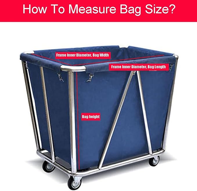 Removable Waterproof Liner Bag for Rolling Laundry Basket, Commercial Laundry Cart Replacement Liner Bag, Detachable Storage Bags(Blue)