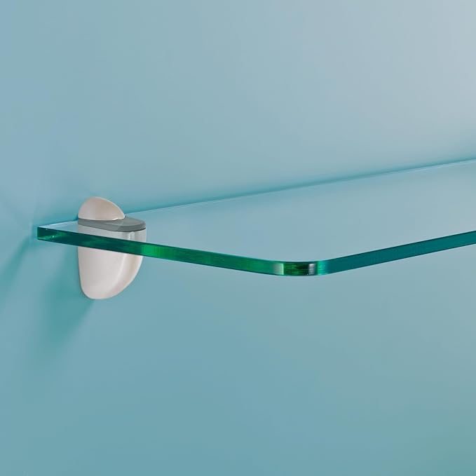 Glass Shelves - Tempered Safety Glass Shelves for Bathroom, Choose Over 20 Shelf Brackets and Multiple Shelf Sizes - Jam Style - 23.6 x 7.9 in - Stainless Clip