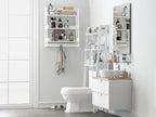 UTEX Bathroom Wall Shelf, Over Toilet Storage Shelf Organizer, 3-Tier Wall Mount Shelf Rack with Hook, White