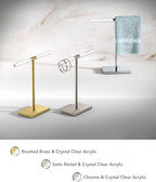 Gatco 1344SN, Modern Rectangle Base Freestanding Countertop Towel Holder, Satin Nickel/Acrylic / 10.50" W x 11.13" H T-Shape Style Countertop Hand Towel Holder for Bathroom, Kitchen Towel Rack