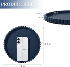 Round Bathroom Tray Silicone Kitchen Counter Decor Vanity Organizer Decorative Coffee Table Tray for Perfume, Candle, Soap Dish, 9 Inch, Dark Blue