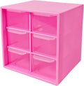 Small Drawer Organizer for Desk, 4.7" x 4.7" x 3.8" Small Desktop Organizer with 6 Drawers, Plastic Storage Box for Office, Classroom, Craft and Home Organization