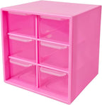 Small Drawer Organizer for Desk, 4.7" x 4.7" x 3.8" Small Desktop Organizer with 6 Drawers, Plastic Storage Box for Office, Classroom, Craft and Home Organization