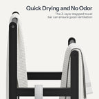 HOOBRO Freestanding Towel Rack for Bathroom, 2 Tier Decorative Bamboo Blanket Rack, Quilt Display Stand with Storage Shelf, 16.5" L x 9.4" W x 30.5" H, Bedroom, Living Room, Black BK02LB01