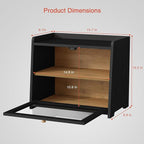 Double Layer Bread Box for Kitchen Countertop, Large Bread Storage Container for Counter Top, 2 Tier Wood Farmhouse Vintage Breadbox for Homemade Bread, Corner, Cabinet, Pantry (Black)