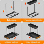 Simple Trending Under Sink Organizer 2 Pack, Sink Pull-Out Sliding Storage Cabinet, 2-Tier Under Shelf Organizer for Kitchen Bathroom with Hooks, Black