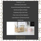 BLU MONACO | Gold Desk Organizer Set with Drawer | Metal Mesh Desk Accessories for Women | Stylish Desktop Organizer for Office Storage, Supplies & Small Stationery