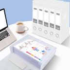 HUA JIE A4 Storage File Boxes Plastic Archives Cases with Lid, File Folder Organizer Document Filing Box for office,31×5.5×23.5 cm, Transparent(Pack of 6)