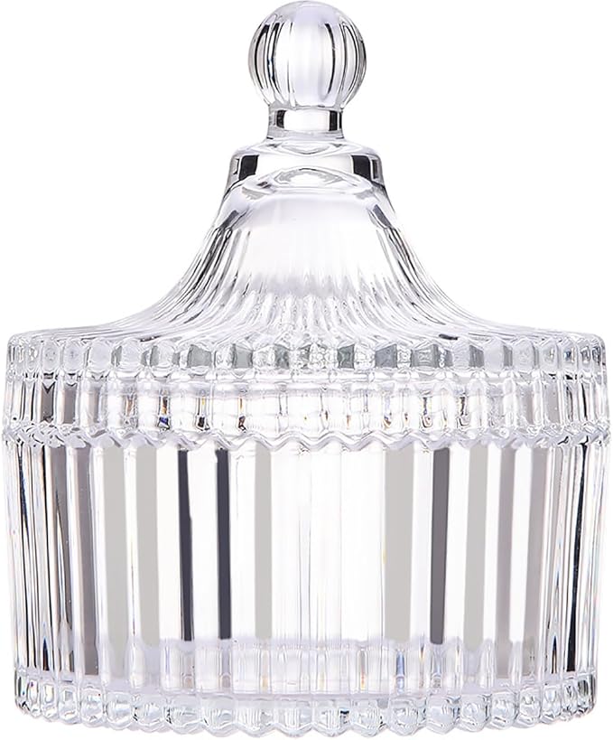 Colorful Glass Jar With Lid,Multi-Purpose Storage Container for Candy,Cookies,Candle,Jewelry Box | Empty Bathroom Vanity Office Organizer,Home Decor(Clear)