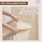LFH Home Large Premium 100% Cotton Canvas Laundry Bag with Drawstring and Handles Heavy Duty, Multi-Use, and Washable for Home, Travel, College or Storage 20x30 (Pack of 2)-Natural