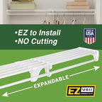 EZ Shelf - DIY Expandable Closet Shelf (NO Hanging Rod) - 28” to 48” - White - Easy to Install to 2 Sidewalls - (EZS-SW48) - Wire Closet Shelving Alternative