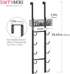 SWTYMIKI Hanging Towel Racks for Bathroom - 6 Tier Over The Door & Wall Mounted Bath Rolled Towel Storage Organizer Holder for Small Bathroom, RV, Camper, Black (Patented)