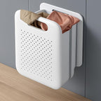 Collapsible Laundry Basket, Space-Saving Wall-Mounted Hamper, Detachable Hanging Organizer for Home, Dorms, RVs, Measures 11.8" x 8" x 14.7" In (White)